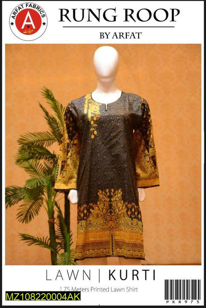 1 Pc Women's Unstitched Lawn Printed Shirt