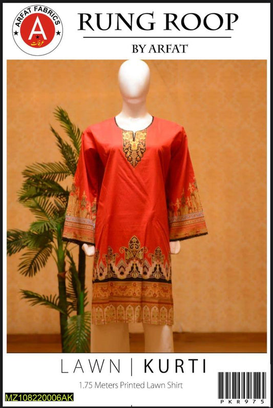 1 Pc Women's Unstitched Lawn Printed Shirt