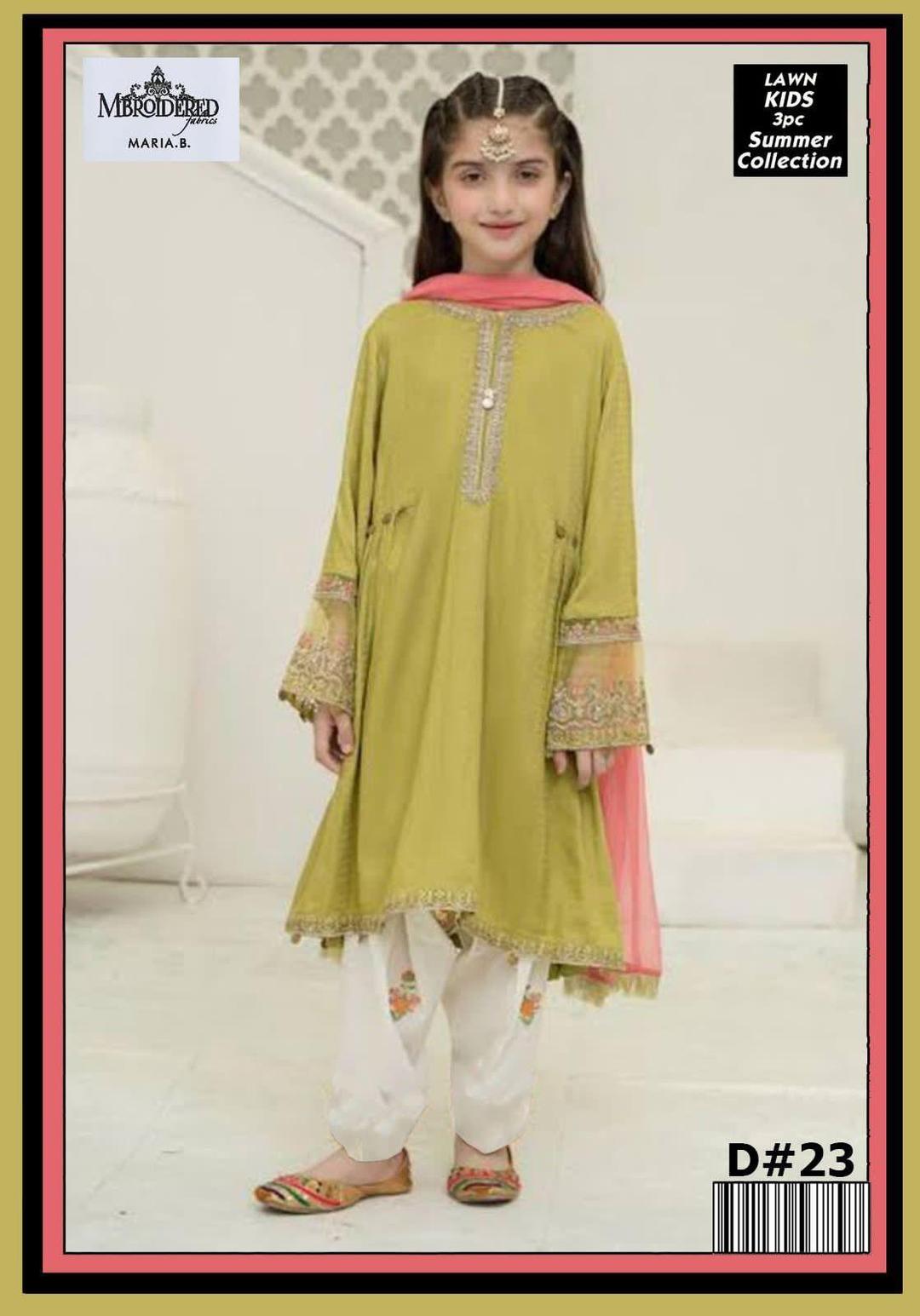 Charming Girl's 3 Pcs Embroidered Lawn Suit with Dupatta