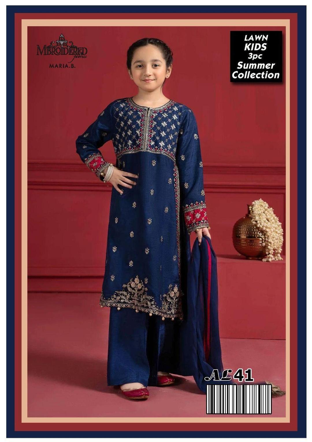 Charming Girl's 3 Pcs Embroidered Lawn Suit with Dupatta
