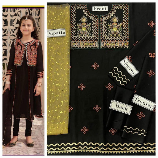 Charming Girl's 3 Pcs Embroidered Lawn Suit with Dupatta