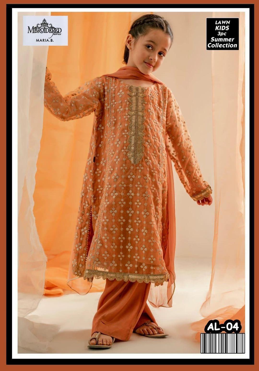 Charming Girl's 3 Pcs Embroidered Lawn Suit with Dupatta