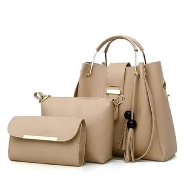 Girl's PU Leather Plain Hand Bag Set