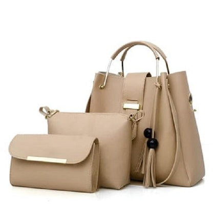 Girl's PU Leather Plain Hand Bag Set