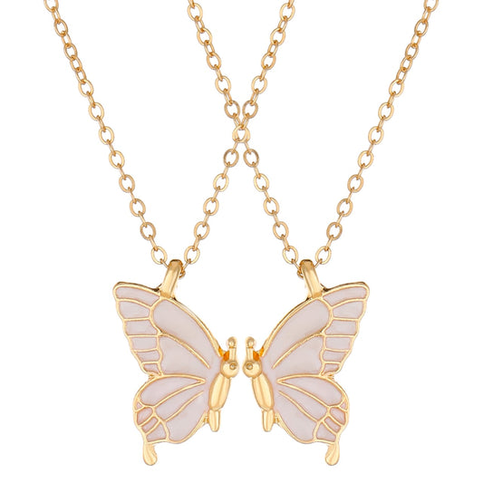 Cross-border Hot Oil Dripping Butterfly Necklace Ins Creative Butterfly Friendship suit Clavicle Chain Girlfriend Gift