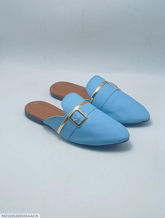Stylish Women's Fancy Rexine Mules – Comfortable Footwear in Blue