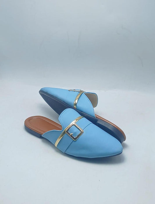 Stylish Women's Fancy Rexine Mules – Comfortable Footwear in Blue