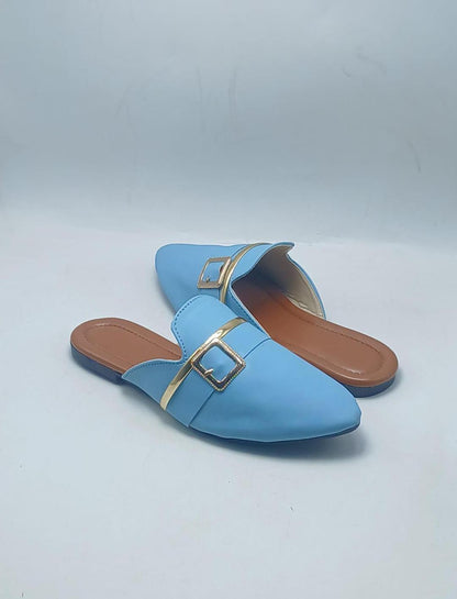 Stylish Women's Fancy Rexine Mules – Comfortable Footwear in Blue