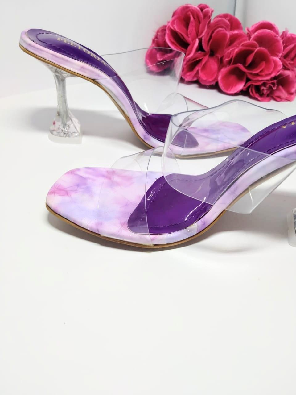 Fancy Women's Purple Plastic Heels - 1 Pcs