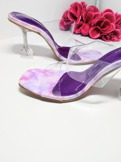 Fancy Women's Purple Plastic Heels - 1 Pcs