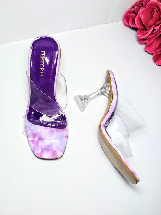 Fancy Women's Purple Plastic Heels - 1 Pcs