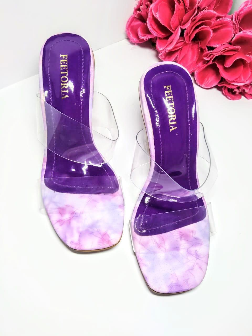 Fancy Women's Purple Plastic Heels - 1 Pcs