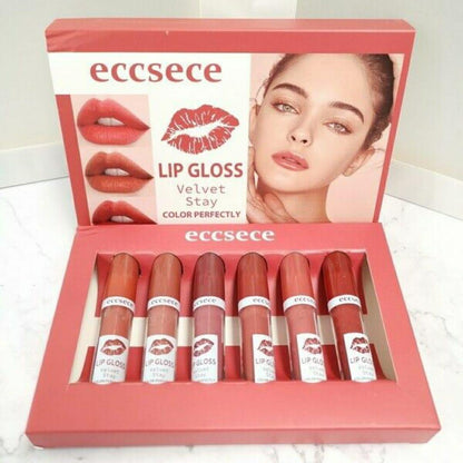 High Pigmented Matte Lip Gloss - 6 Pcs for Bold Color and All-Day Wear