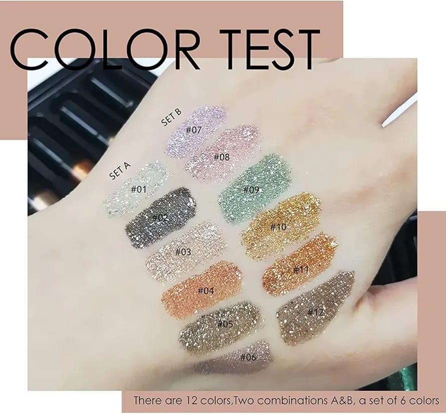 Matte And Glitter Eyeshadow Kit - 1 Pcs(6-liquid Eye-shadow) Smudge Proof Liquid Formula