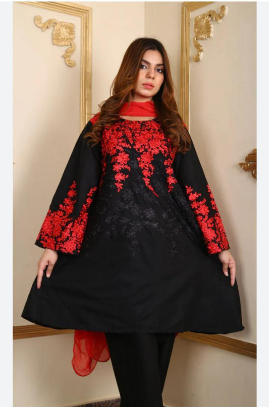 2 pcs women's unstitched embroidered suit