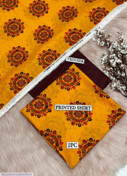 2 Pcs Women's Unstitched Digital Print Suit