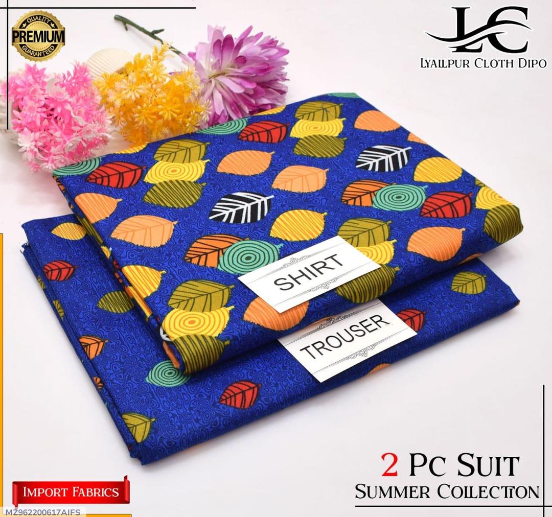 2 Pcs Women's Unstitched Printed Suit
