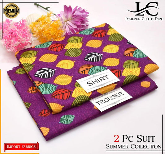 2 Pcs Women's Unstitched Printed Suit