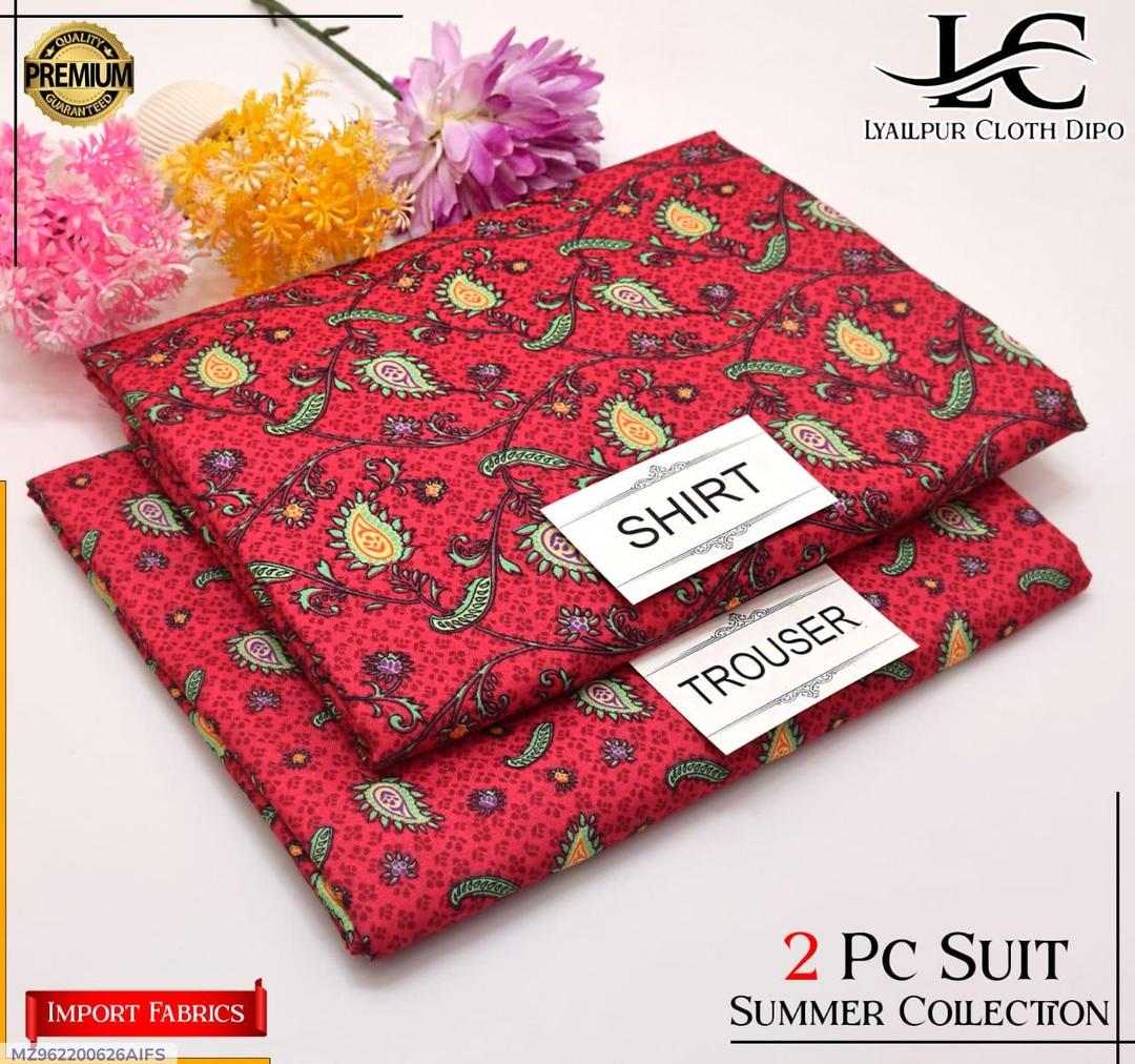 2 Pcs Women's Unstitched Printed Suit