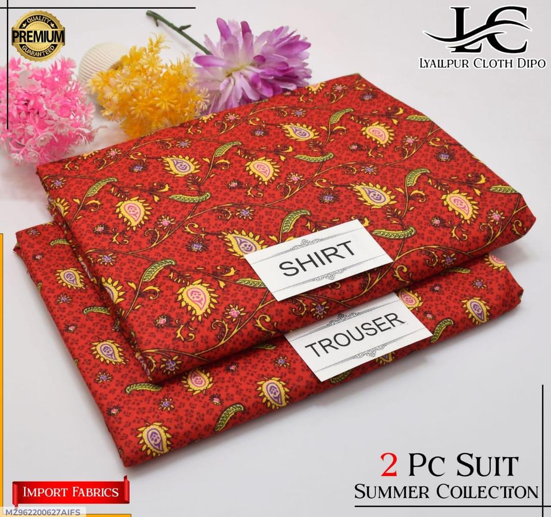 2 Pcs Women's Unstitched Printed Suit