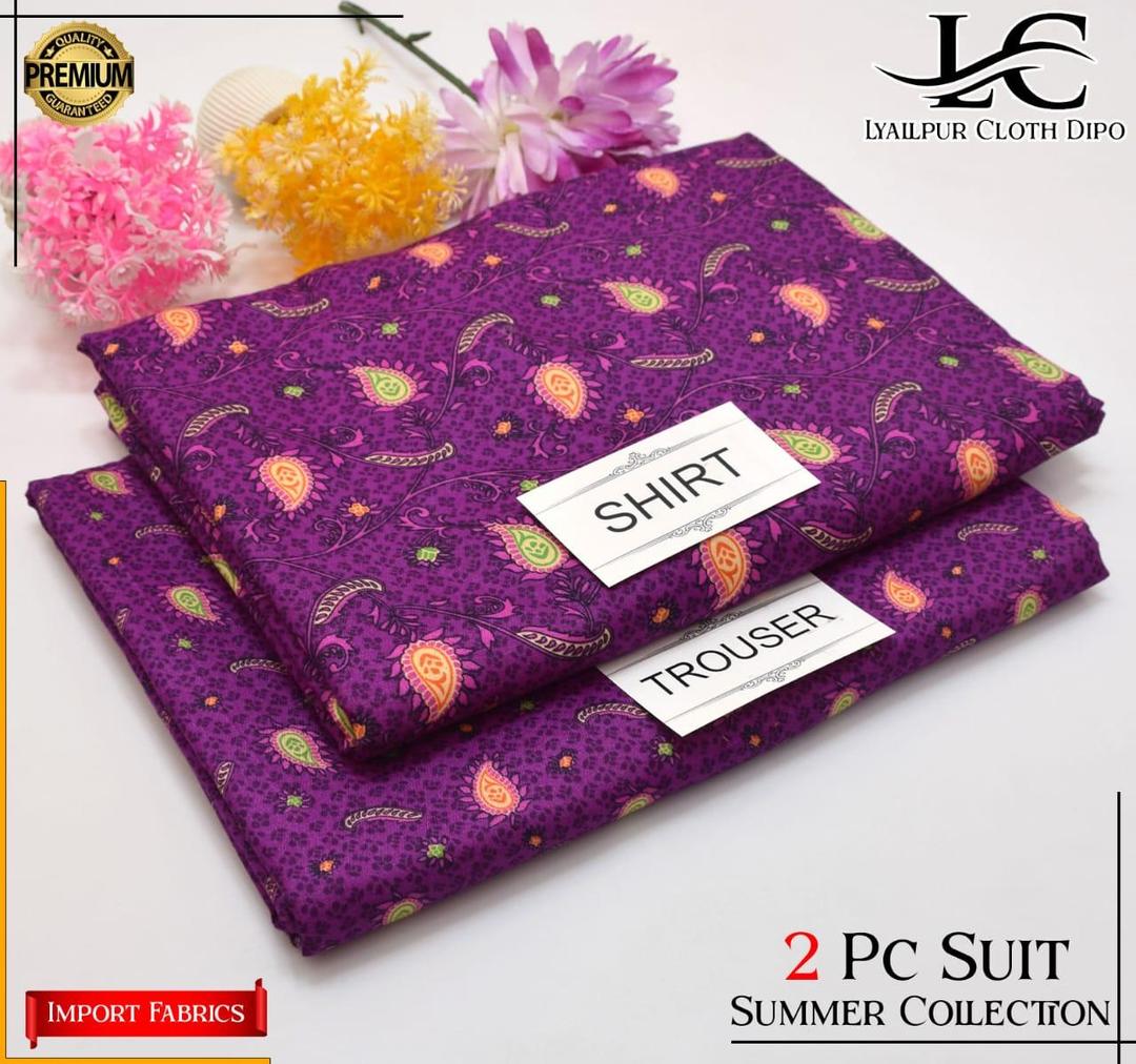 2 Pcs Women's Unstitched Printed Suit