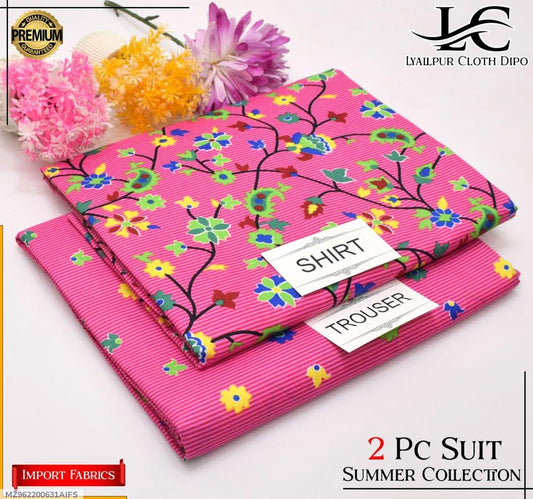 2 Pcs Women's Unstitched Printed Suit
