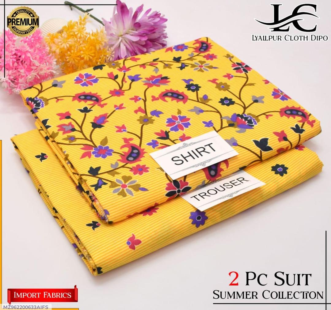 2 Pcs Women's Unstitched Printed Suit