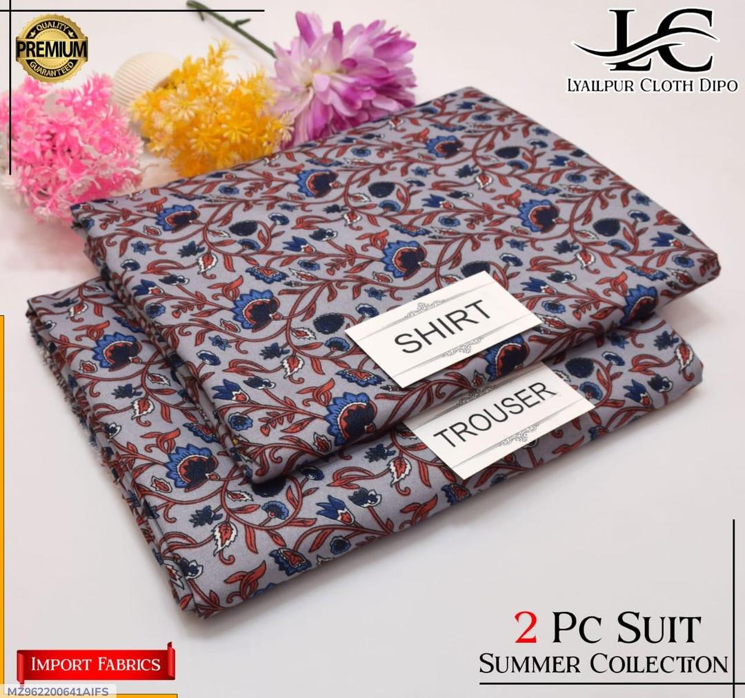2 Pcs Women's Unstitched Printed Suit