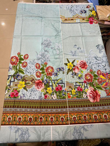 1 Pc Women's Unstitched Lawn Printed Shirt