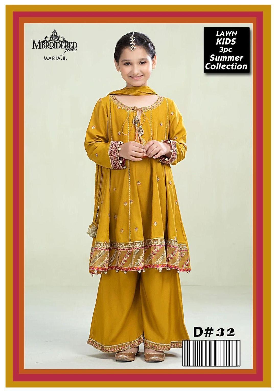 Charming Girl's 3 Pcs Embroidered Lawn Suit with Dupatta