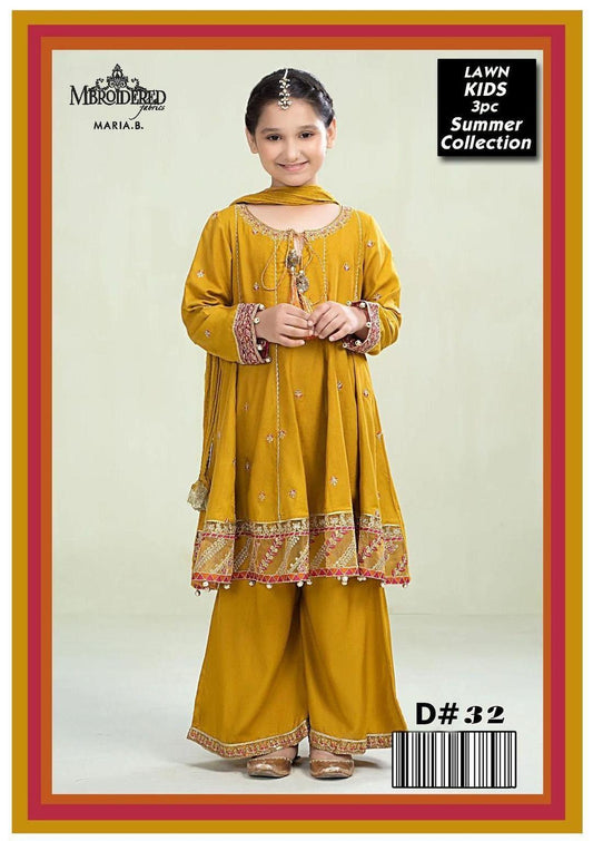 Charming Girl's 3 Pcs Embroidered Lawn Suit with Dupatta