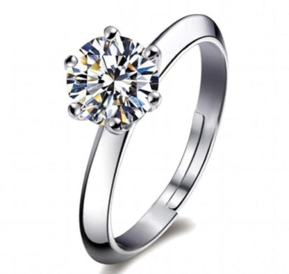 Silver Plated Zircon Adjustable Ring